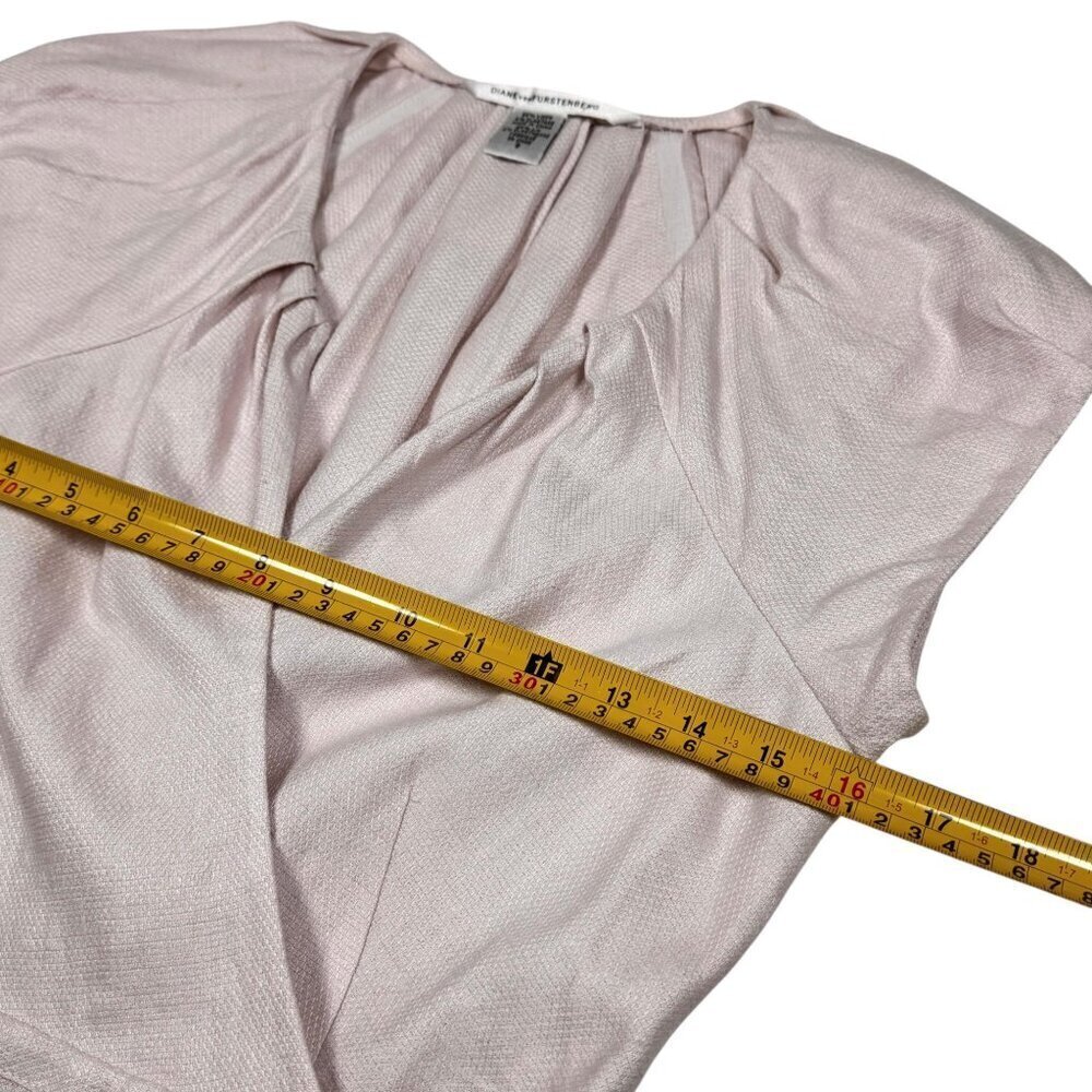 Diane Von Furstenberg Linen Wrap Dress Sz.8 Lilac Short Sleeve Minimalist Preppy - Picture 7 of 13